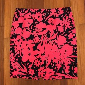 J.Crew Pink/Navy Floral Pencil Skirt